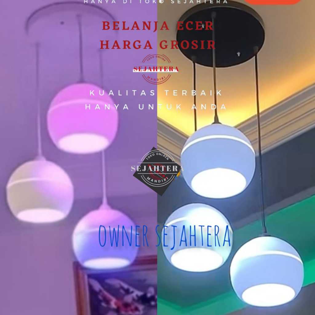 Lampu hias gantung bulat minimalis satu set free bohlam