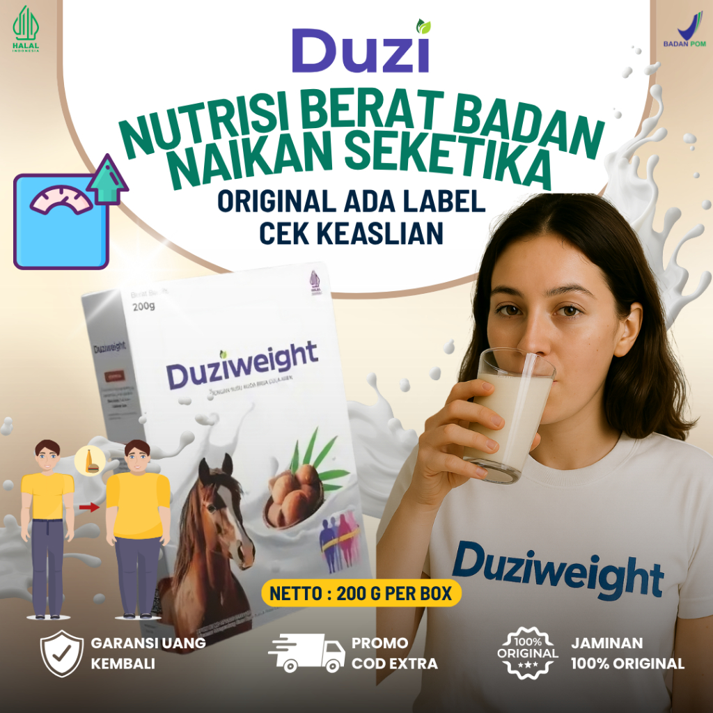 

DuziWeight - Susu Kuda Asli Penambah Berat Badan Rasa Gula Aren 1 Paket