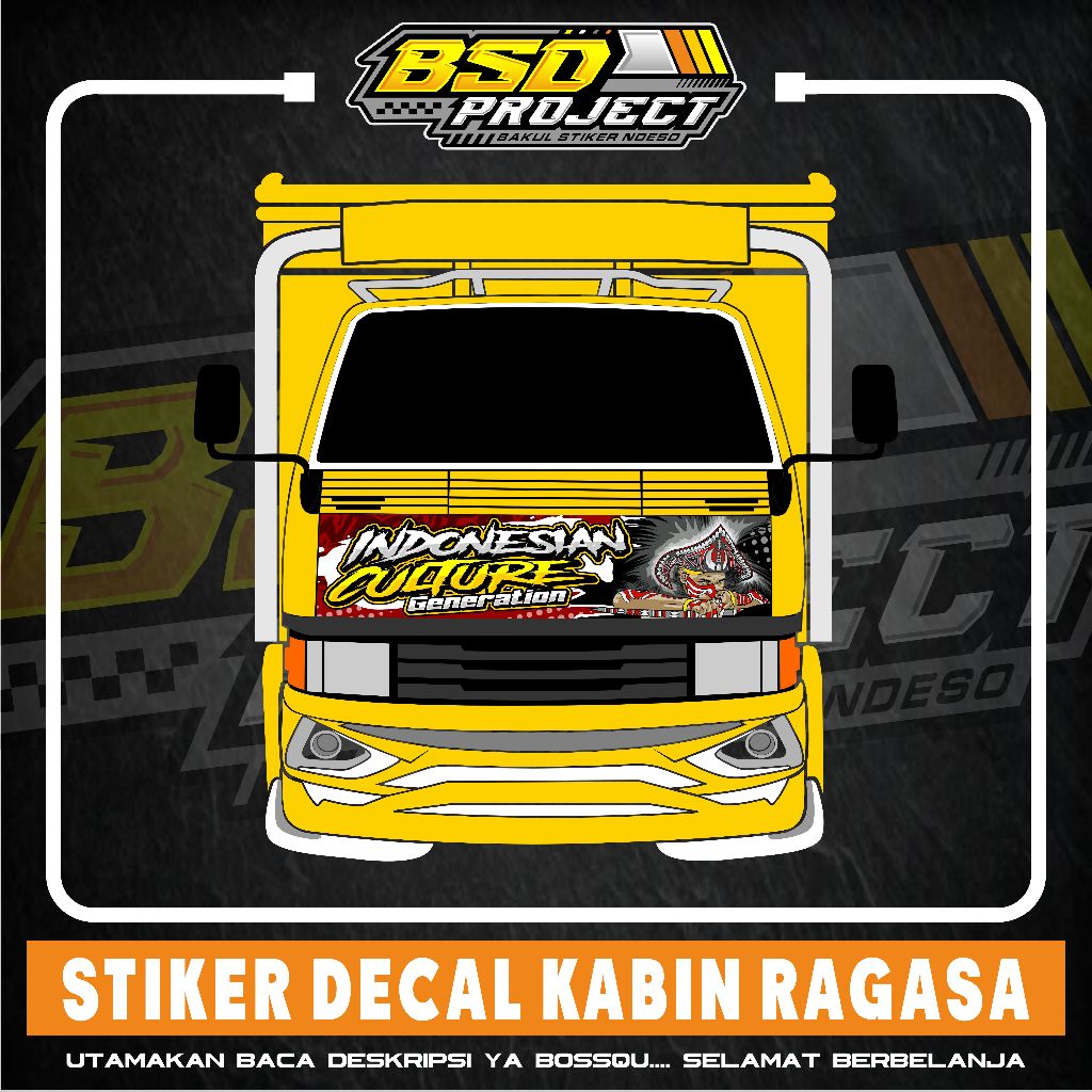 STIKER TOTOK DEPAN TRUK TEPAK RAGASA GAMBAR INDONESIA CULTURE STIKER DECAL KABIN DEPAN TRUK RAGASA B
