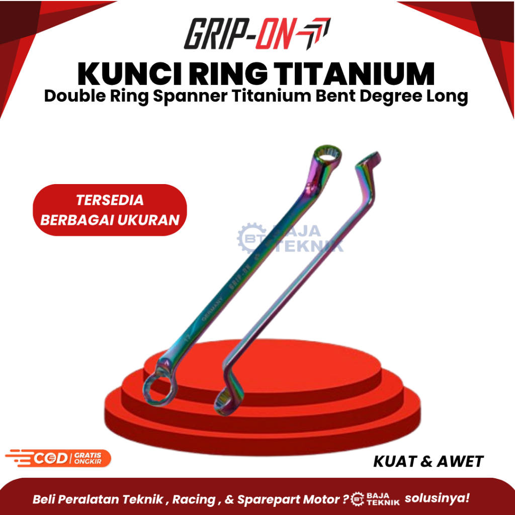 GRIP-ON KUNCI RING TITANIUM 6X7MM 8X9MM 8X10MM 10X12MM 12X14MM | GRIP-ON DOUBLE RING SPANNER TITANIU
