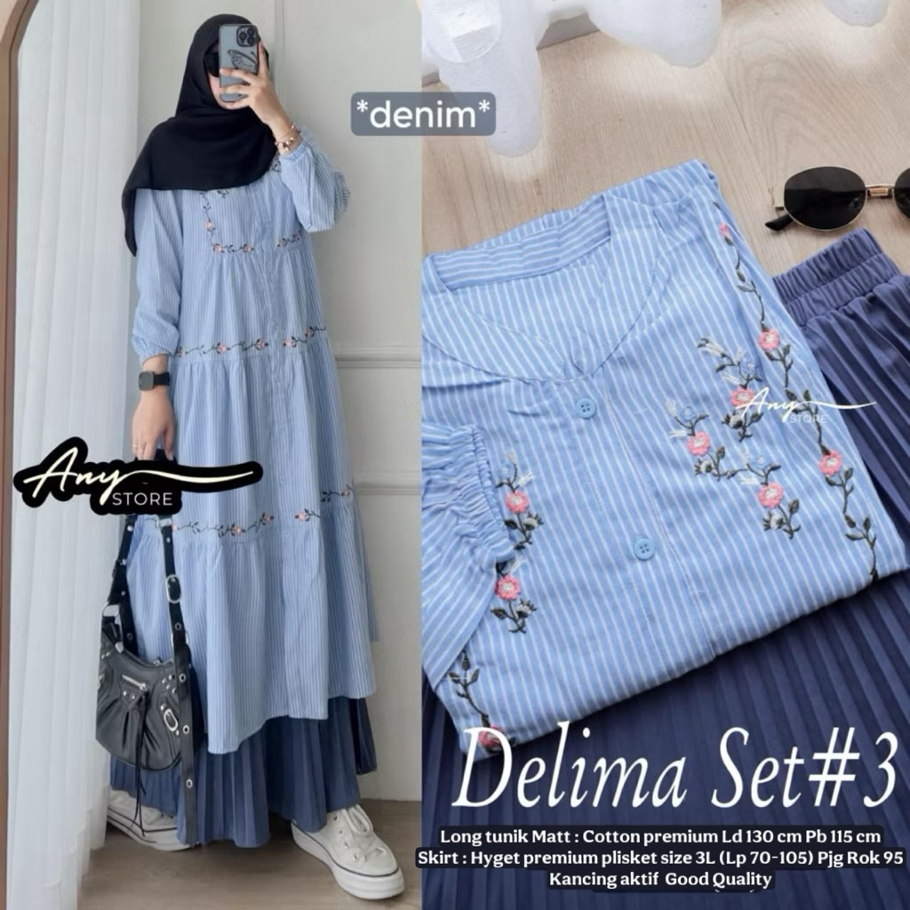 100% ORI setelan wanita Bordir Asli Delima Alona XL XXL XXXL Allaya Dahlia Ayudia zaskia daily set w