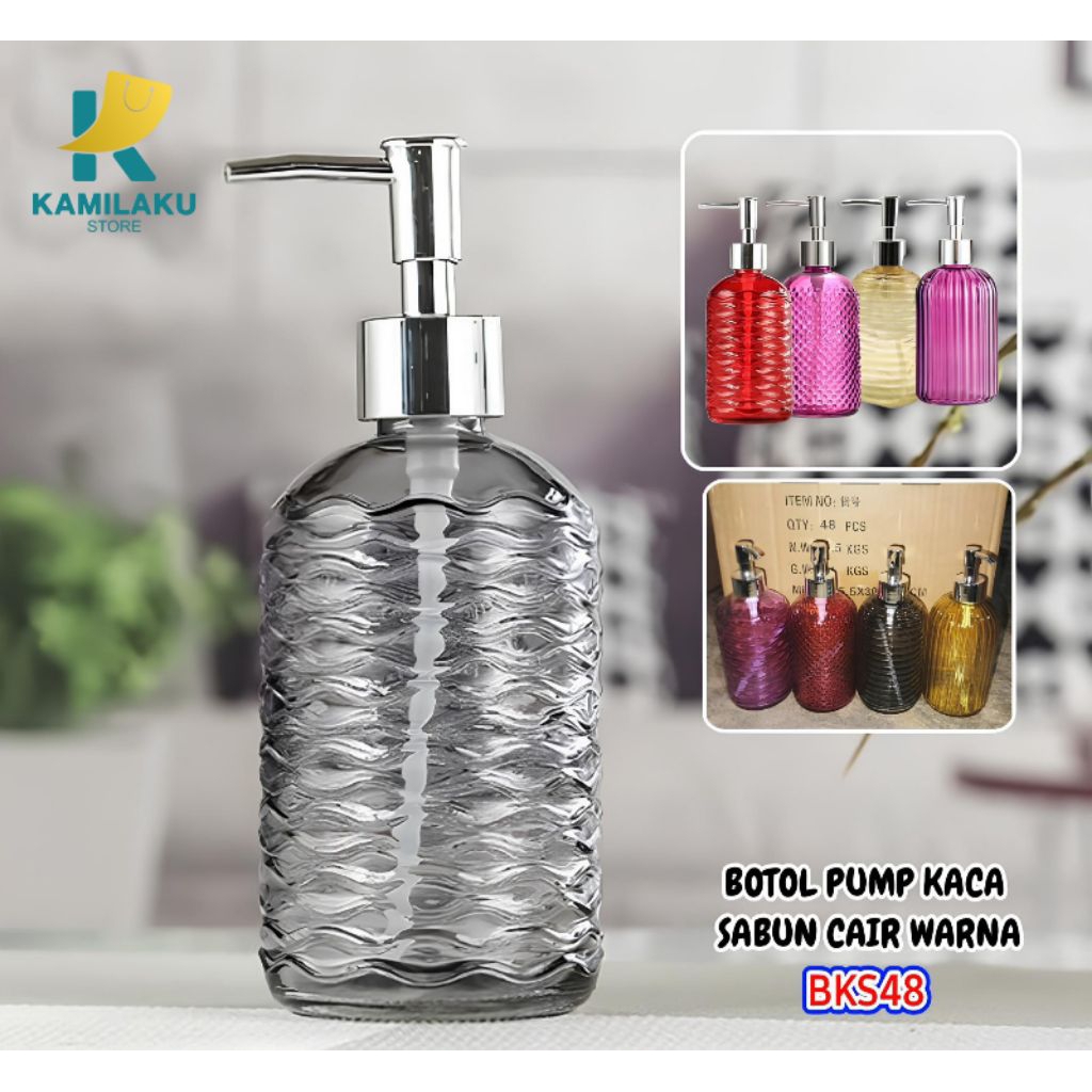 Botol Pump Kaca Sabun Cair Warna