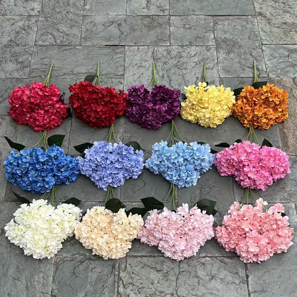 Bunga Hortensia Jumbo Artificial hydrangea bunga artificial dekorasi 5 cabang-penjualan grosir