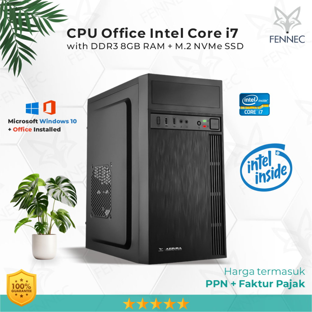CPU PC Komputer Intel Core i7 RAM 8GB SSD Rakitan Office