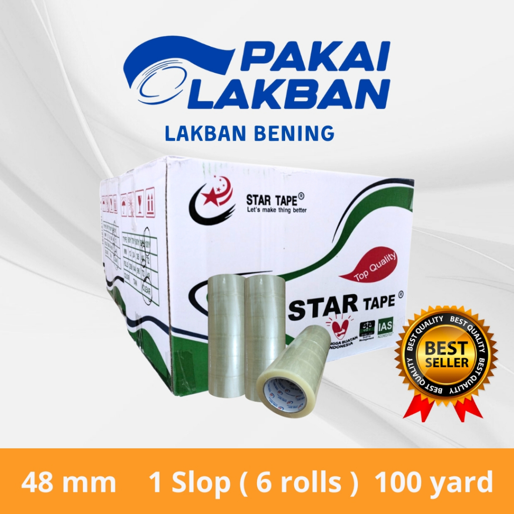 

PAKAILAKBAN Lakban Bening Ukr 48 MM x 100 Yard 1 Selop isi 6 rolls ( 6 pcs ) Tebal Berkualitas