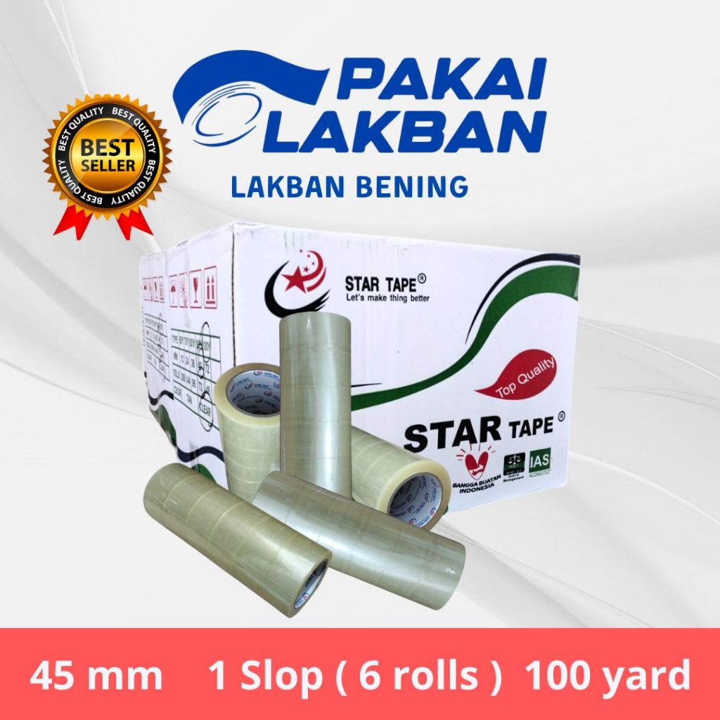 

PAKAILAKBAN Lakban Bening 45 MM x 100 Yard 1 Selop ISI 6 Rolls (6 Pcs) Berkualitas tidak mudah putus