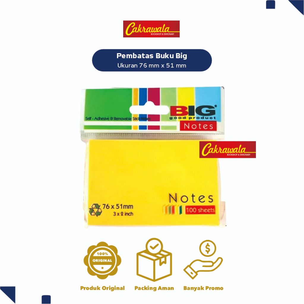 

BIG Notes Pembatas Buku 76x51 | Sticky Notes Besar | Memo Tempel Warna-Warni untuk Kantor & Sekolah