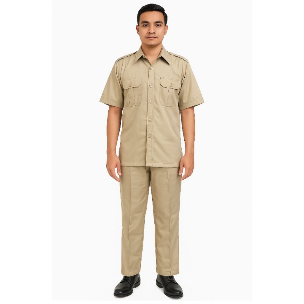 Seragam PDH Pria Pemda  DKI Jakarta Lengan Pendek Baju Dinas Kerja Ukuran S - M - L - XL - XXL - 3L 
