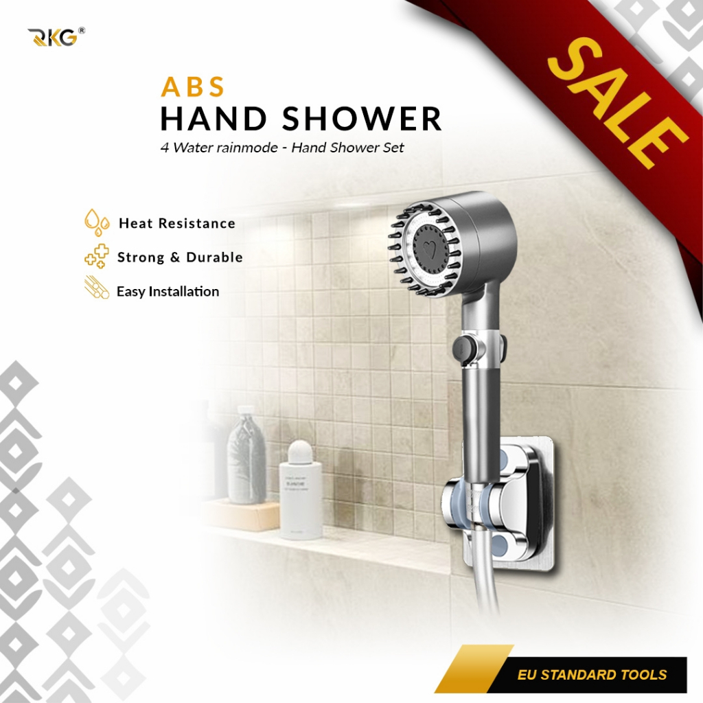 Kepala Semprotan 4 Pilihan Mode Hand Shower Set Plus Selang 1.5 meter