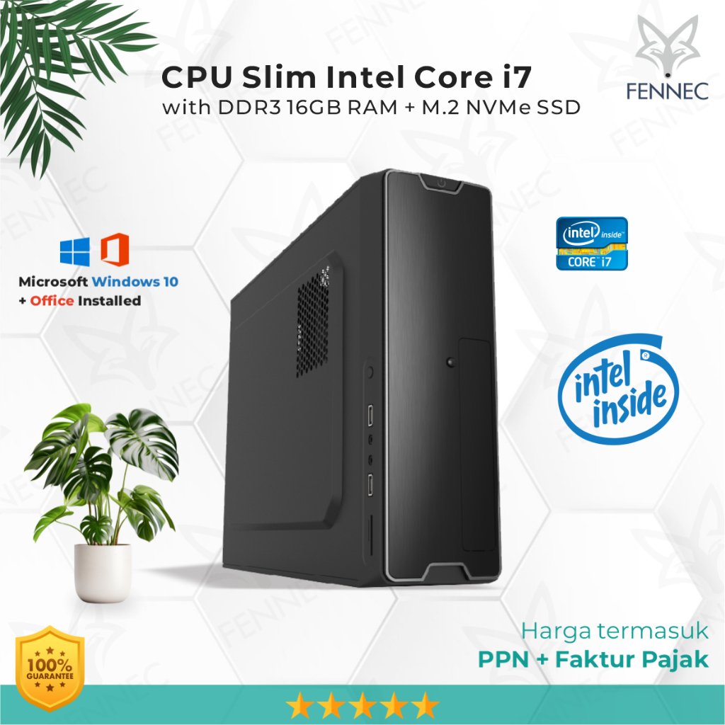 CPU PC Slim Intel Core i7 RAM 16GB SSD Rakitan Office
