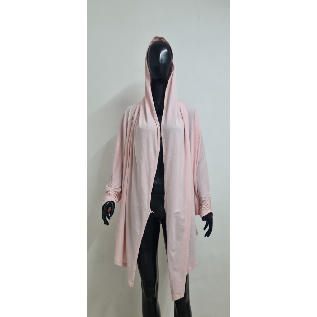 Cardigan basic polos lengan panjang kaos katun, outher premium baby pink