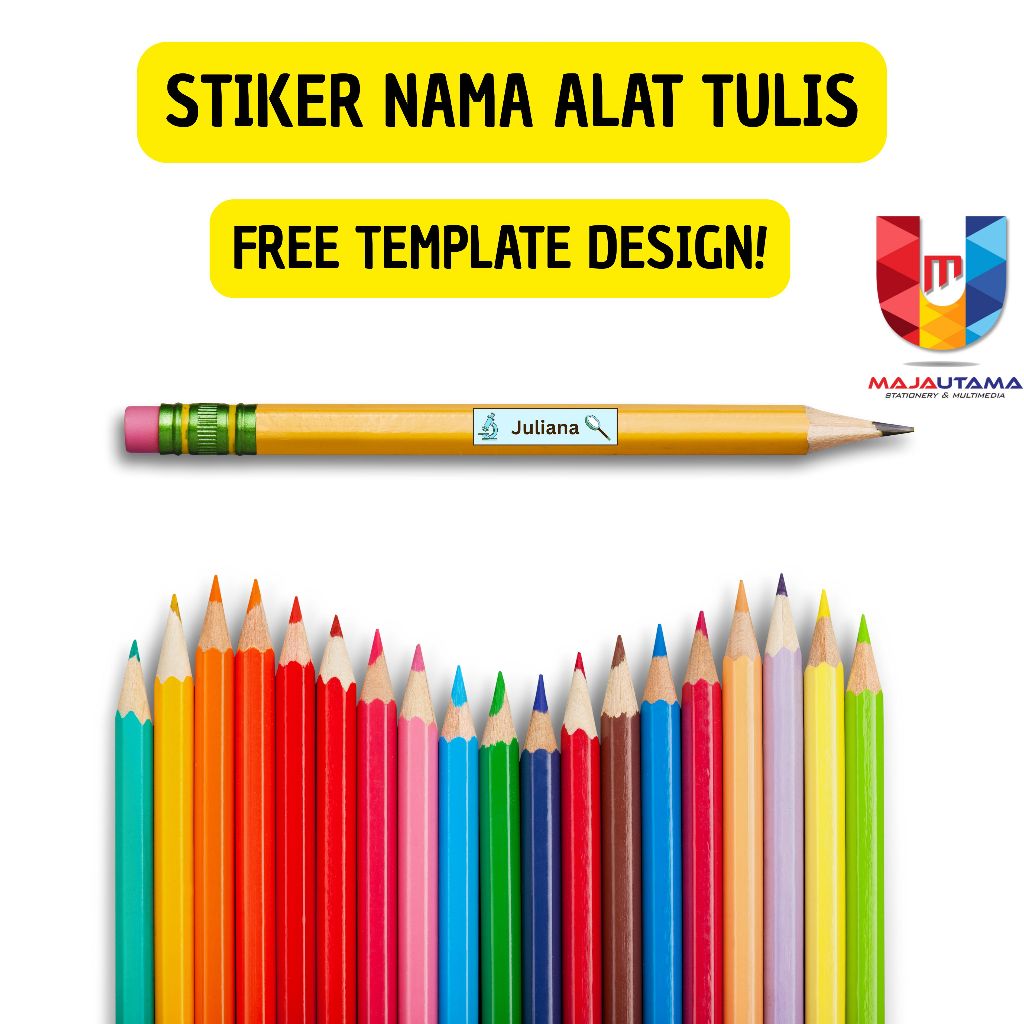 

Stiker Pensil Nama Anak Sticker Custom Label Alat Tulis Pulpen Waterproof Anti Air Karakter Isi 72