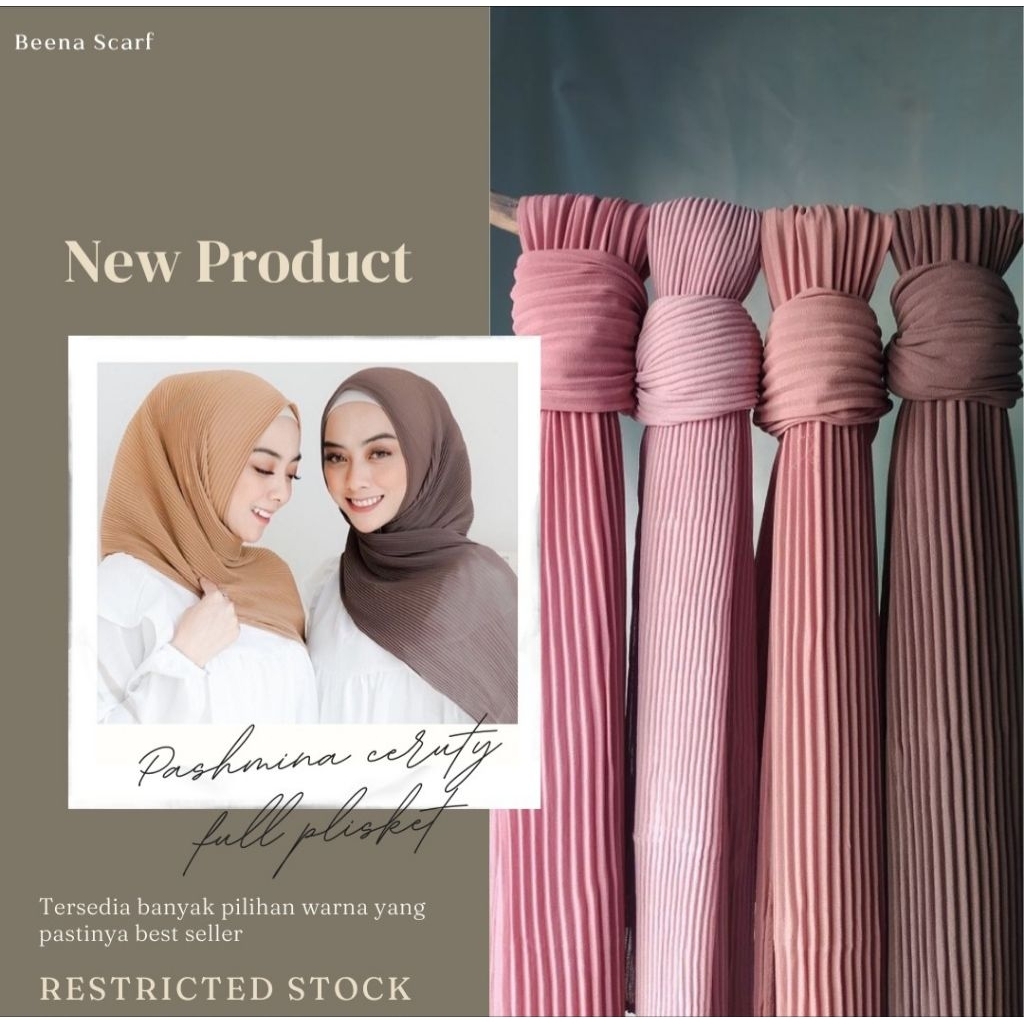 Pashmina ceruty plisket / pashmina plisket premium / pashmina full plisket