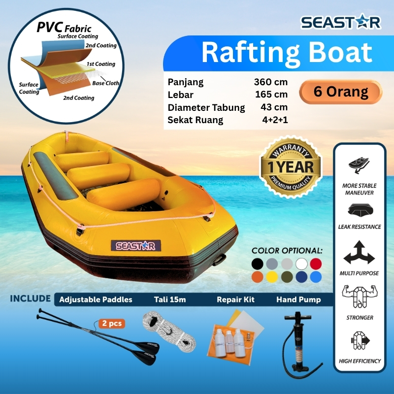 SEASTAR - Perahu Karet Rafting Boat Arung Jeram 6-12 Orang