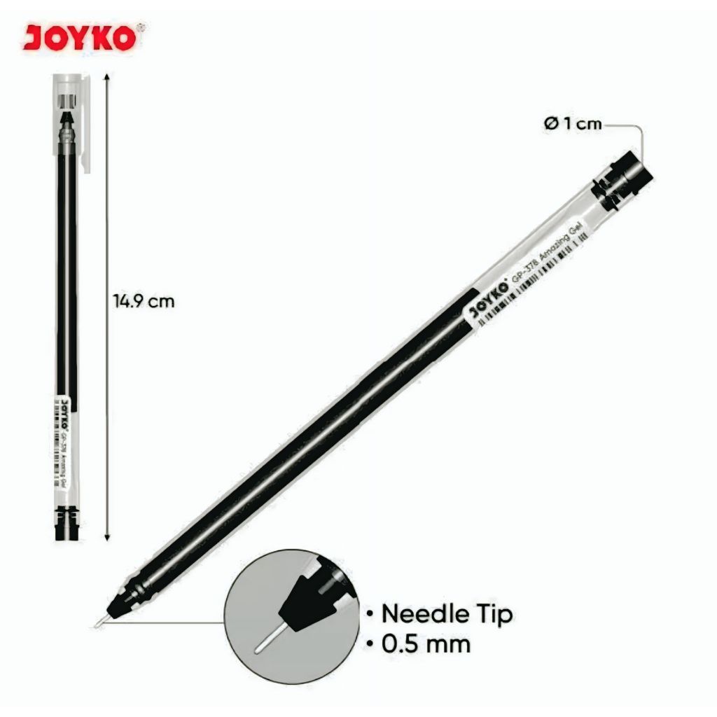 

Joyko 12 Pcs Gel Pen GP-378 Ujung Jarum 0.5MM Tinta Besar 14.9cm Praktis untuk Sekolah & Kantor