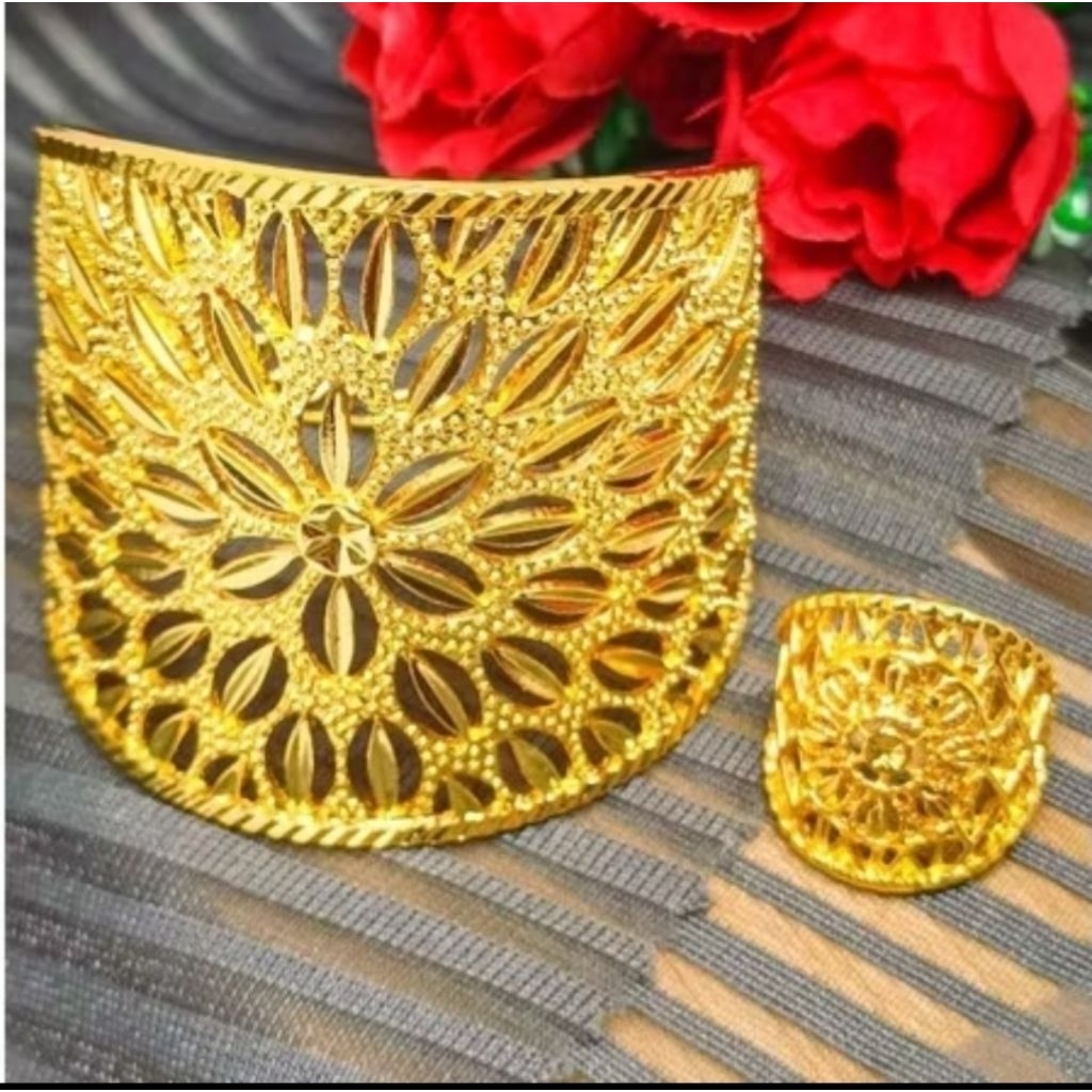 perhiasan gelang Kendari free cincin bunga matahari lapis emas 24k