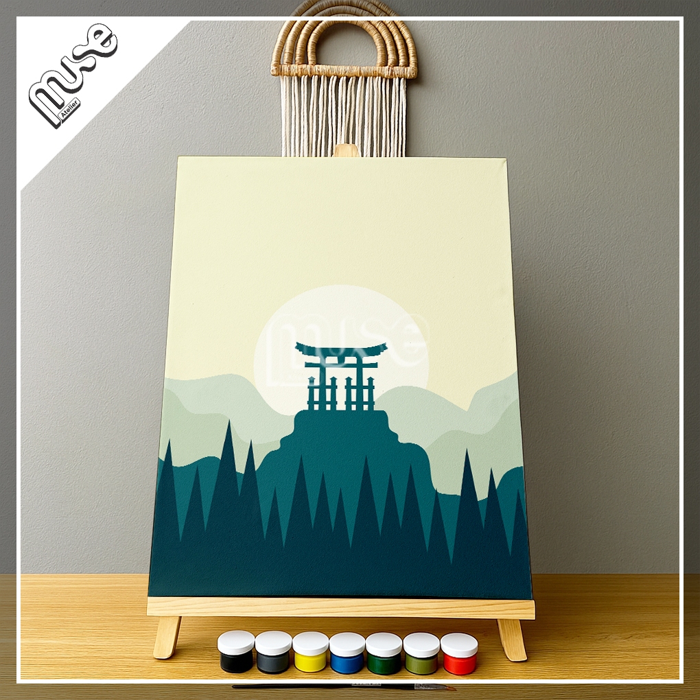 

lukisan paint by number diy, sunrise gate