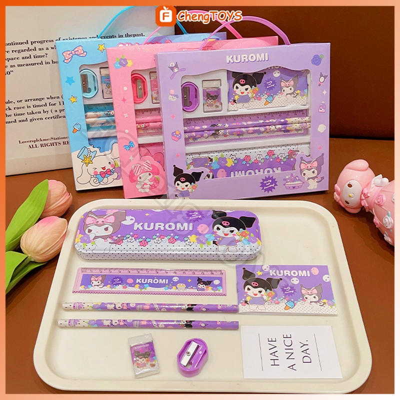 

FChengTOYS Kartun Alat Tulis Paket Anak Stationery Set 7 In 1 Sekolah Penghapus Penggaris Pensil School Supplies