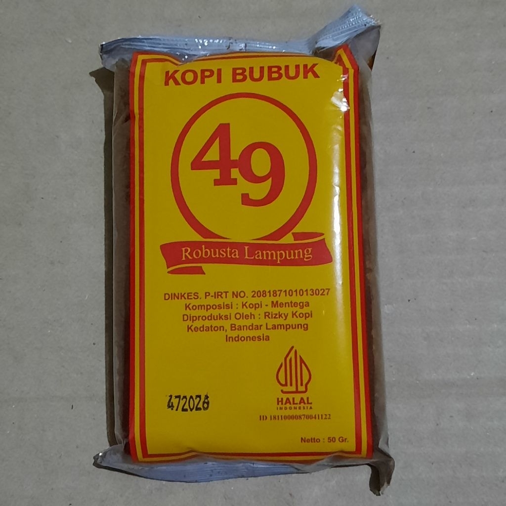 

KOPI BUBUK 49 ROBUSTA LAMPUNG 50 gr