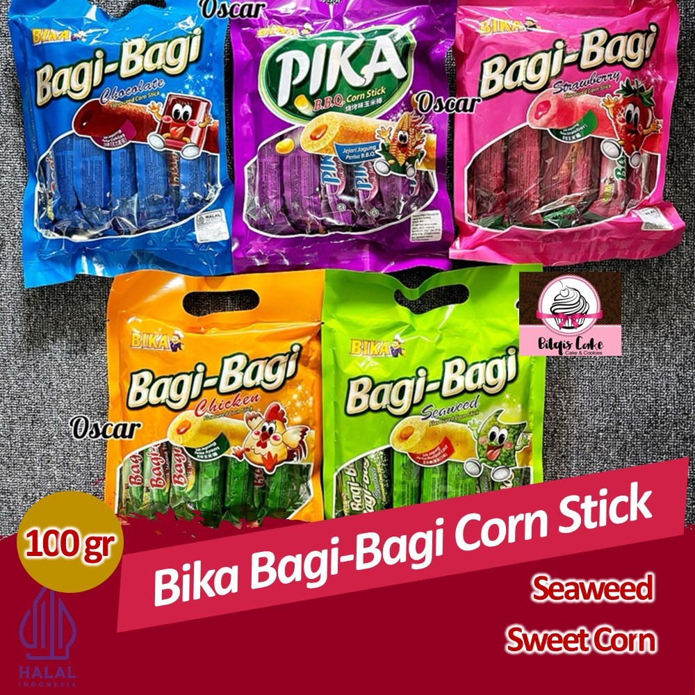 

Bika Bagi Bagi Corn Stick Rasa Seaweed and Sweet Corn Flavor stick jagung100 Gram