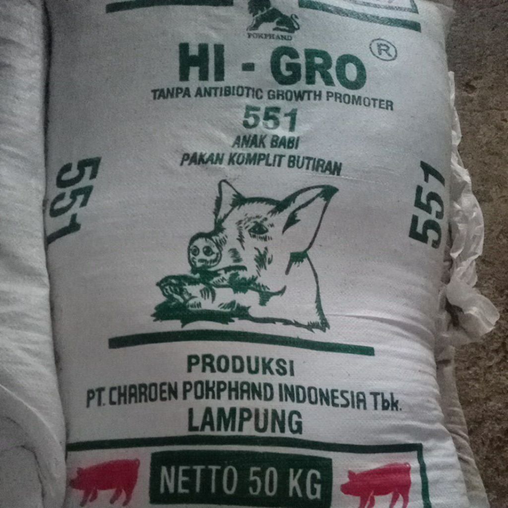 PAKAN ANAK BABI BUTIRAN 551 TANPA ANTIBIOTIC PACK 10KG