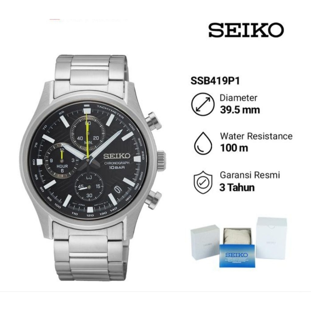 Seiko Chronograph SSB419P1 Jam Tangan Pria Original