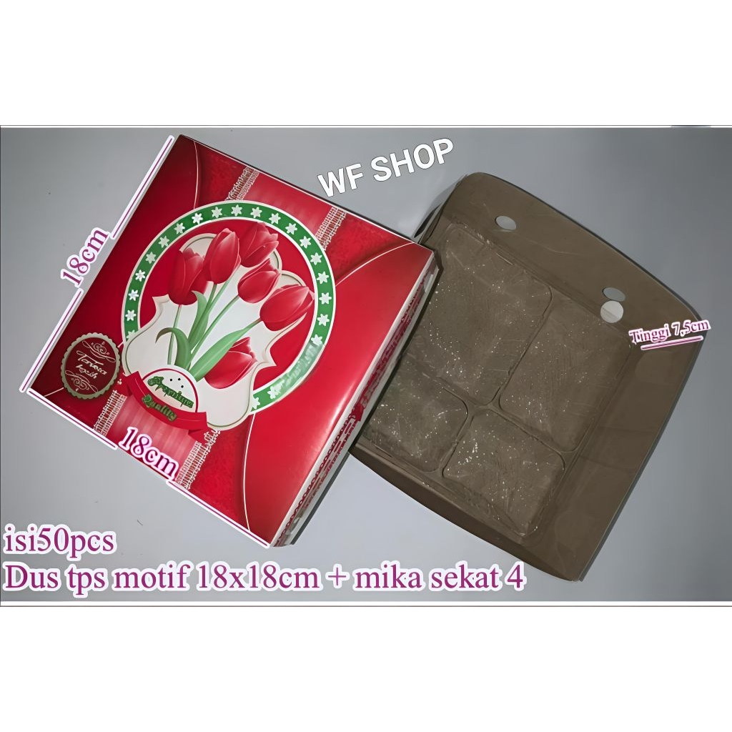 

DUS MOTIF + MIKA 18×18CM 20×20CM SEKAT 5 box Isi 10 Set kardus kotak kertas tempat bekal makan nasi.