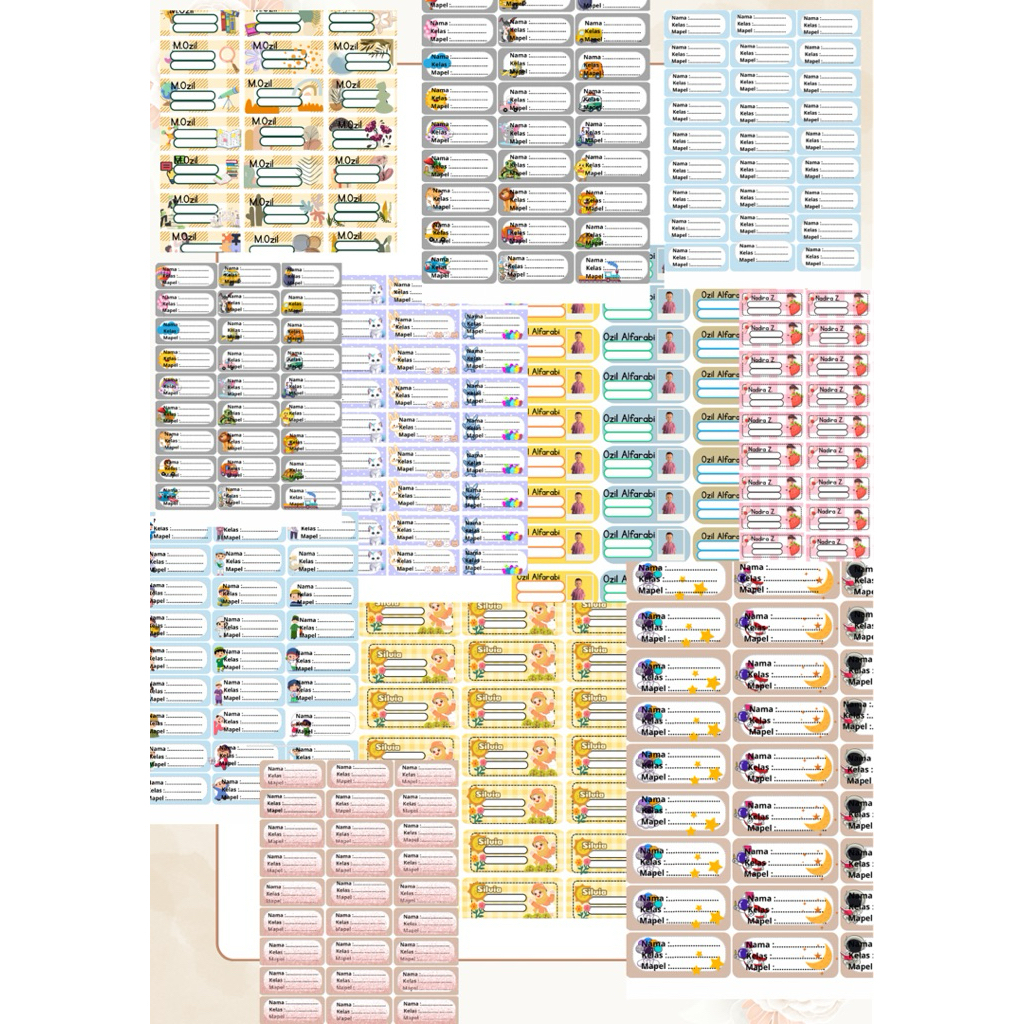 

stiker nama sampul buku anak