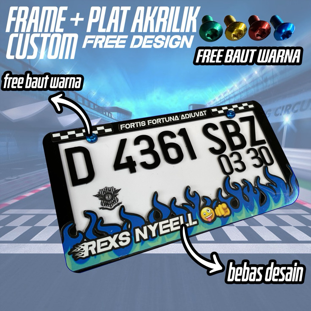 FRAME & PLAT NOMOR MOTOR JDM AKRILIK CUSTOM | PLAT NOMOR API | PLAT NOMOR PROPER