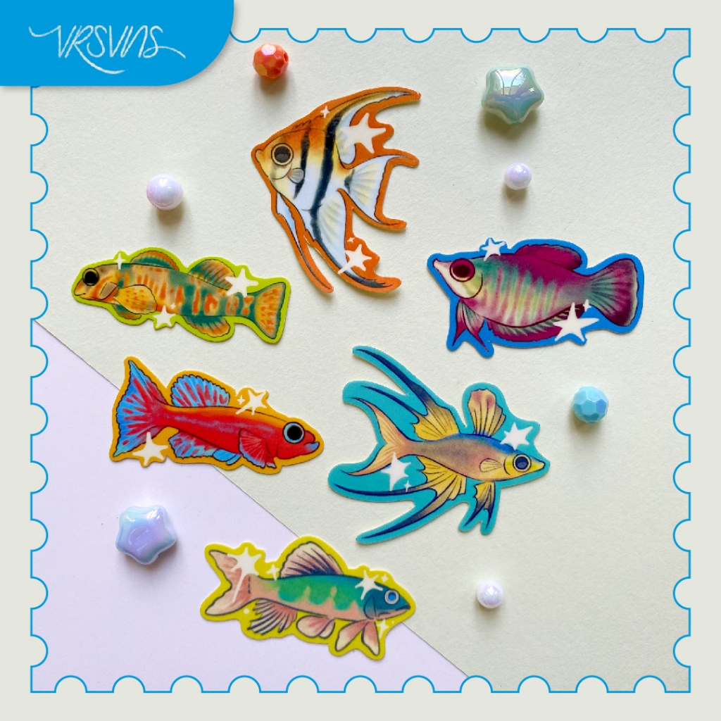 

Art Print A6 & Sticker Diecut Glossy Original Artwork Freshwater Fish Ikan Air Tawar
