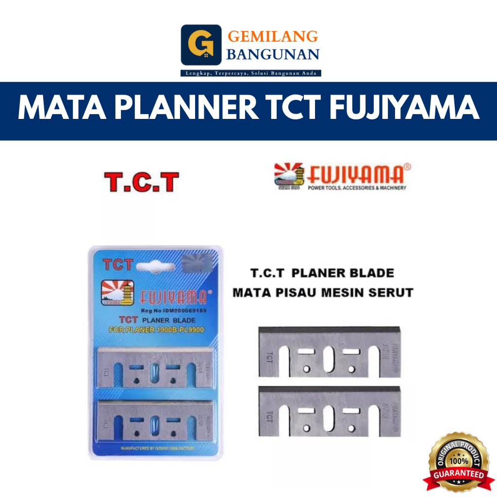 Mata Planner FUJIYAMA TCT / Mata Pisau Mesin Serut Ketam / TCT Planner Blade 82 mm Original