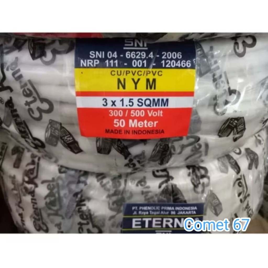 Kabel ETERNA NYM 3x1.5 Kabel Listrik ETERNA NYM ETERNA 3x1.5 - Per Meter