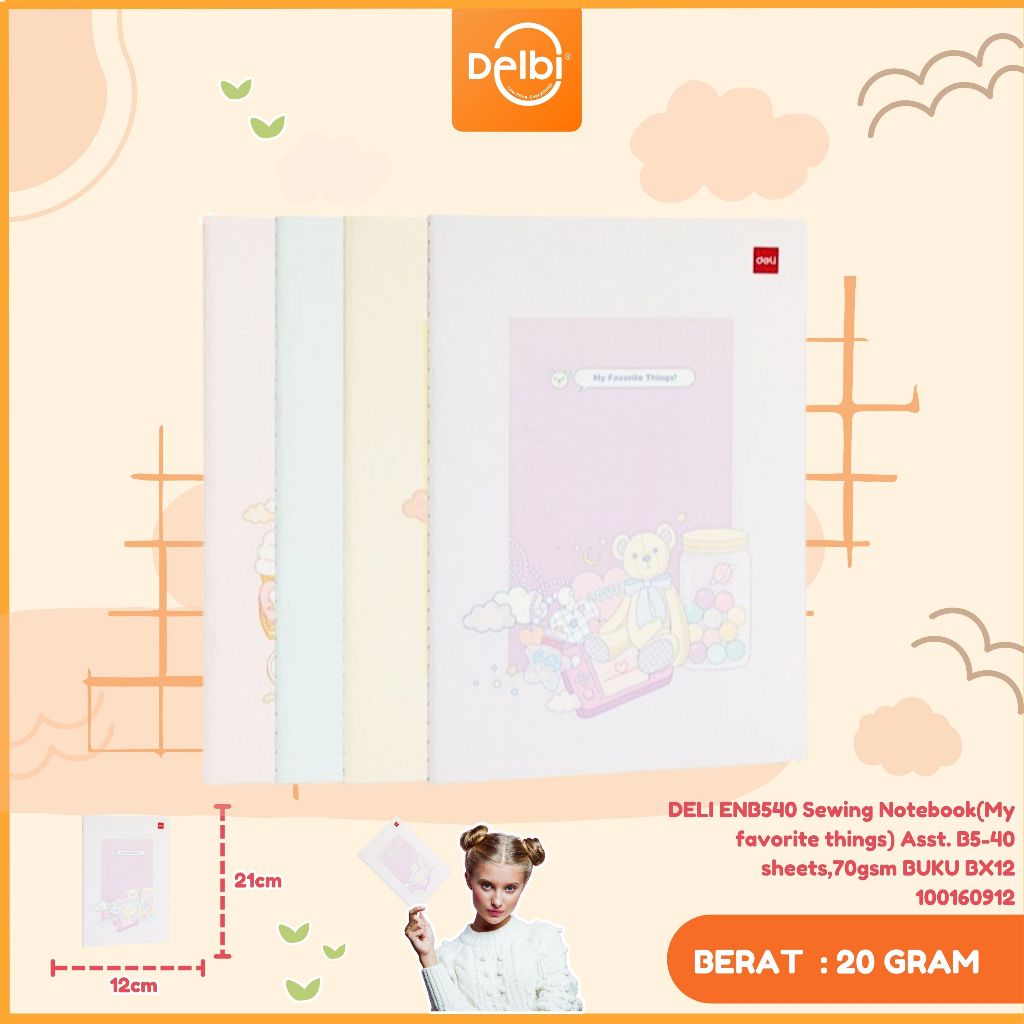 

1PCS DELI ENB540 Sewing Notebook(My favorite things) Asst. B5-40 sheets,70gsm BUKU