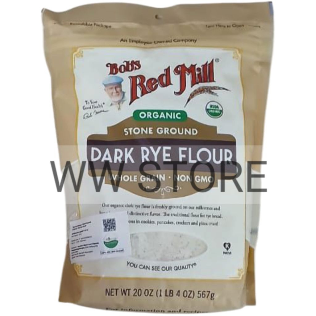 

Tepung gandum hitam organik USA Bob's Red Mill STONE GROUND WHOLE GRAIN NON GMO Organic Dark Rye Flour 567g