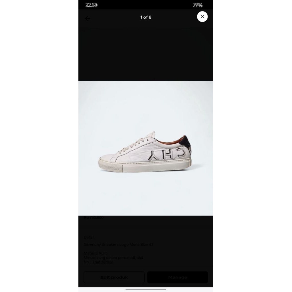 Sepatu GIVENCHY Paris Size 42 (26.5/27)