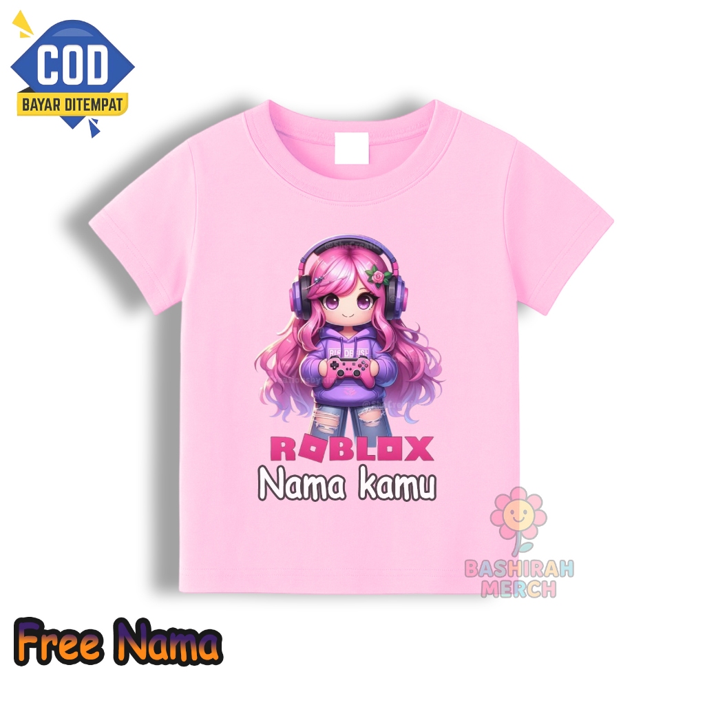 Tshirt kaos anak roblox karakter cewe Gamers lucu / Kaos baju anak roblox gratis tambah nama