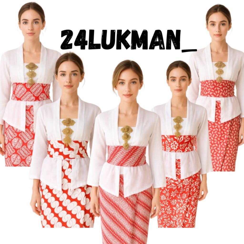 Rok lilit wanita motif batik merah putih bawahan kebaya