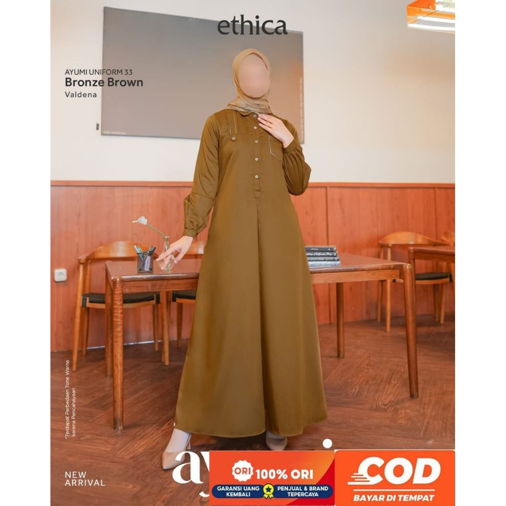 Gamis Ethica Ayumi Uniform 33 Bronze Brown/Gamis Ethica Terbaru/Original