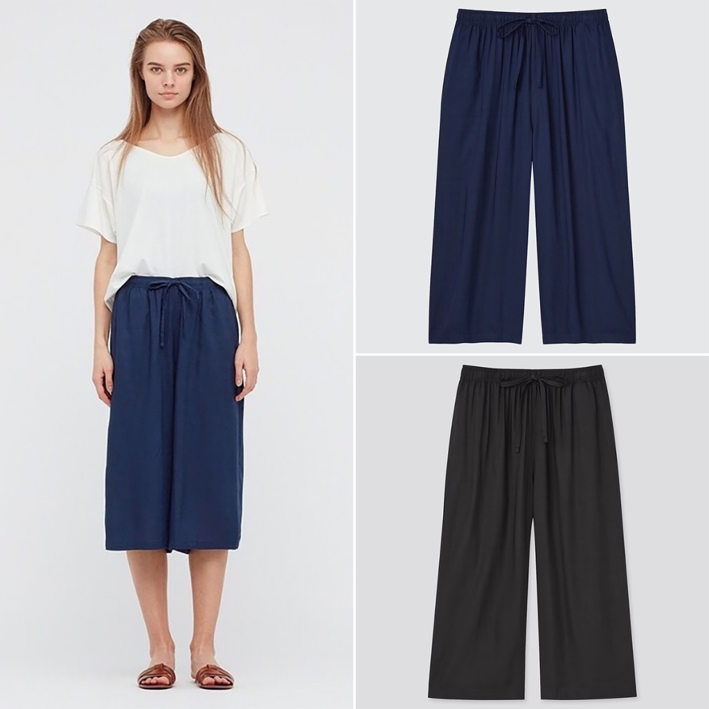 Celana Pendek Kulot Wanita 7/8 Rayon Santai Uniqlo Relaco Terbaru