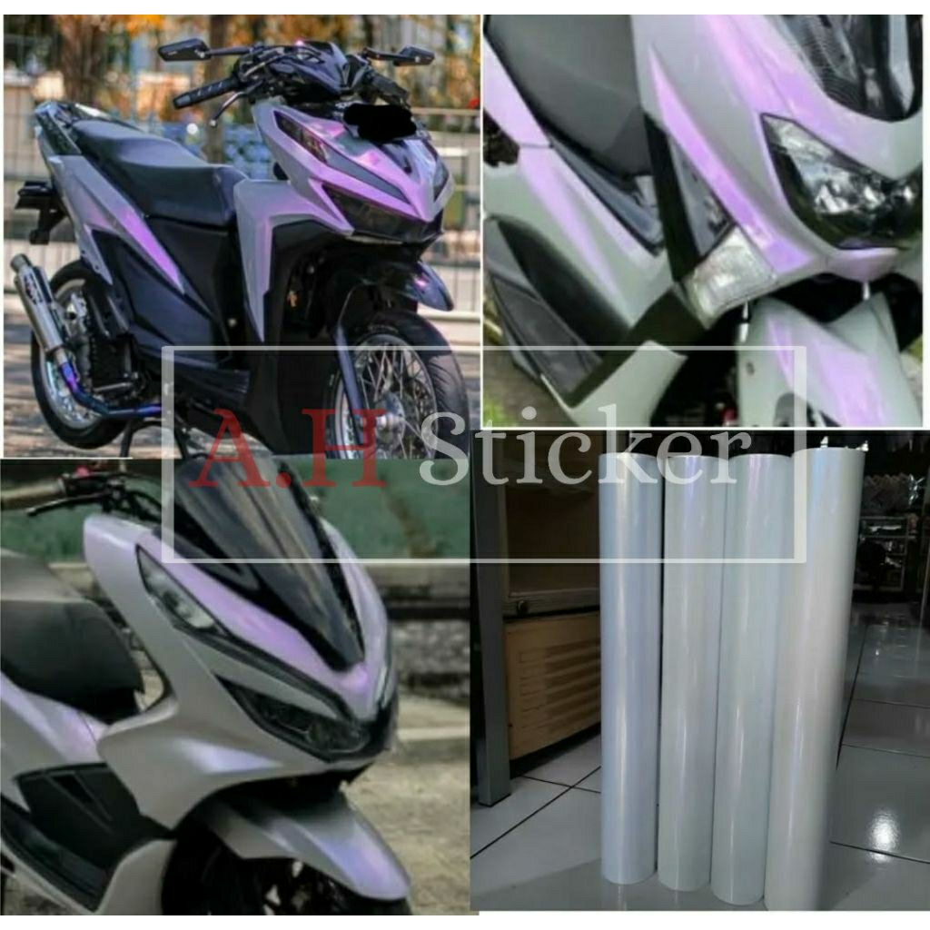 COD Skotlet putih lembayung biru pink gold stiker putih mutiara untuk variasi body motor