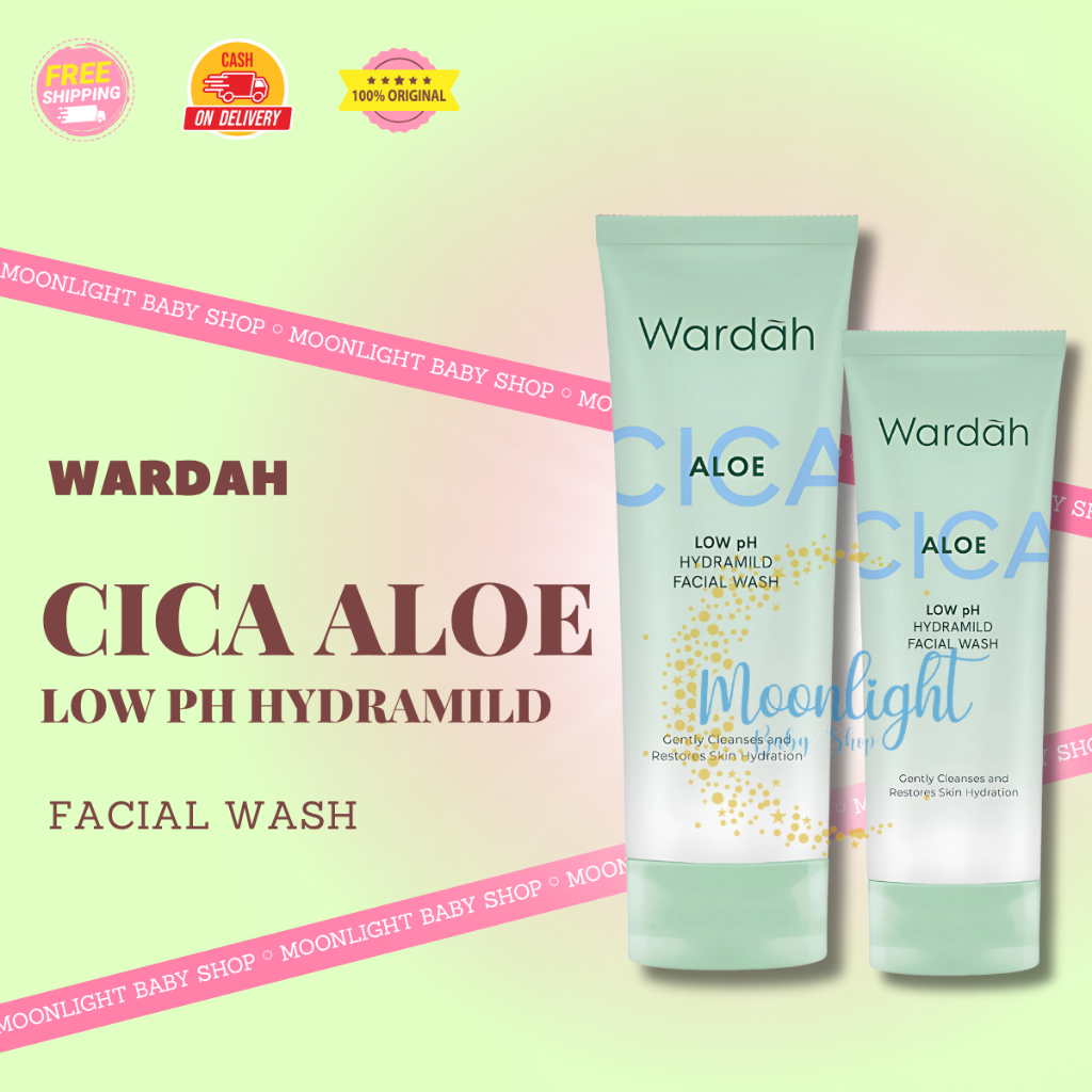 Wardah Cica Aloe Low pH Hydra Mild Facial Wash - Nature Daily - Sabun Cuci Muka - 50ml | 100ml