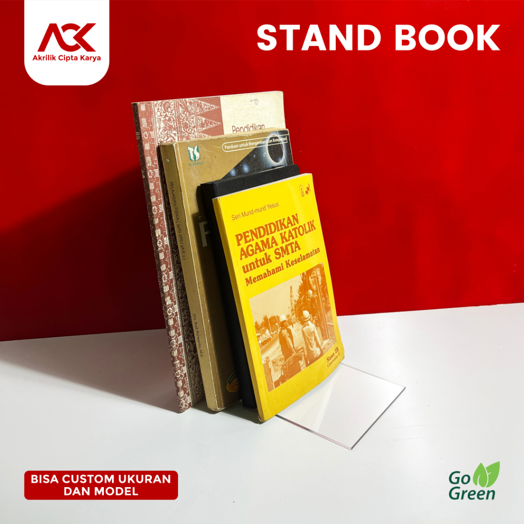 

Pembatas Buku Akrilik / Stand Book Acrylic Custom / Tempat Sanggahan Buku