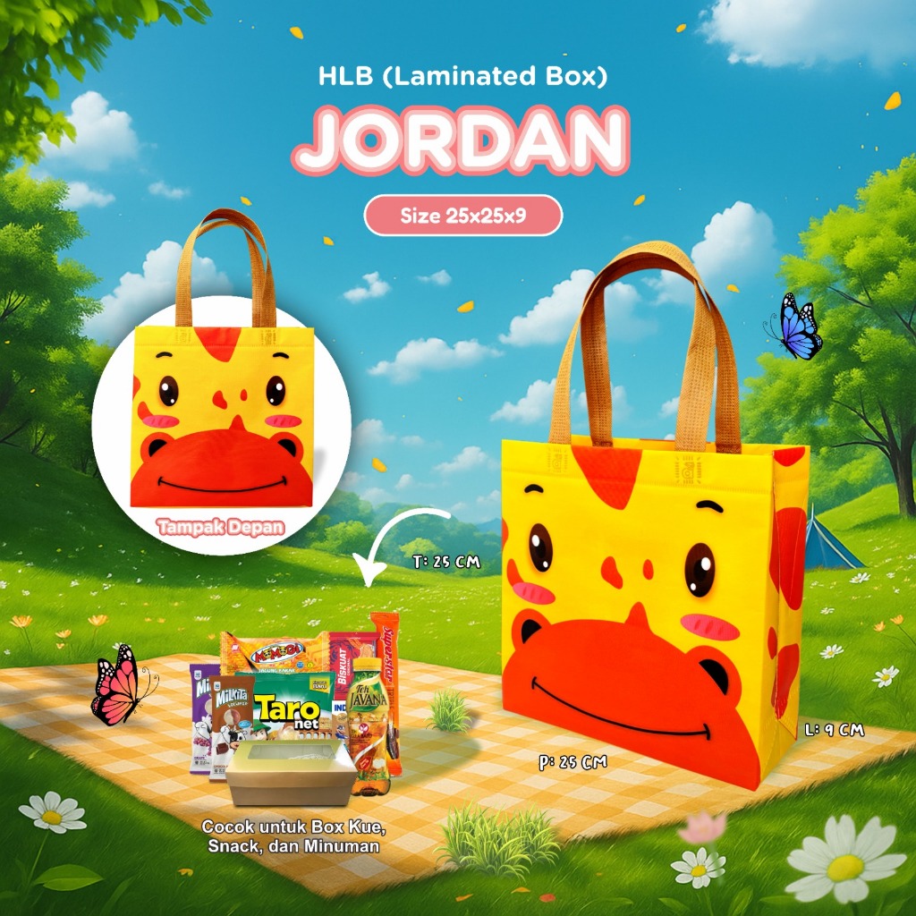 

TASECO Tas Souvenir Ulang Tahun Laminasi Anti Air Tas Ultah Goodie Bag Ulang Tahun Anak Karakter Animal Ukuran Hlb 25X25X09