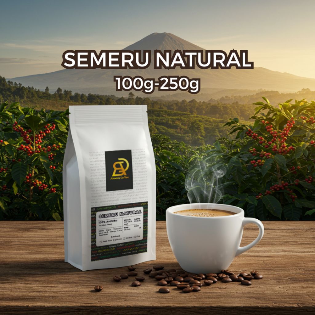 

Kopi Semeru Arabika Natural Process | Aksara Coffee | 100% Arabika Premium | Manual Brew & Espresso