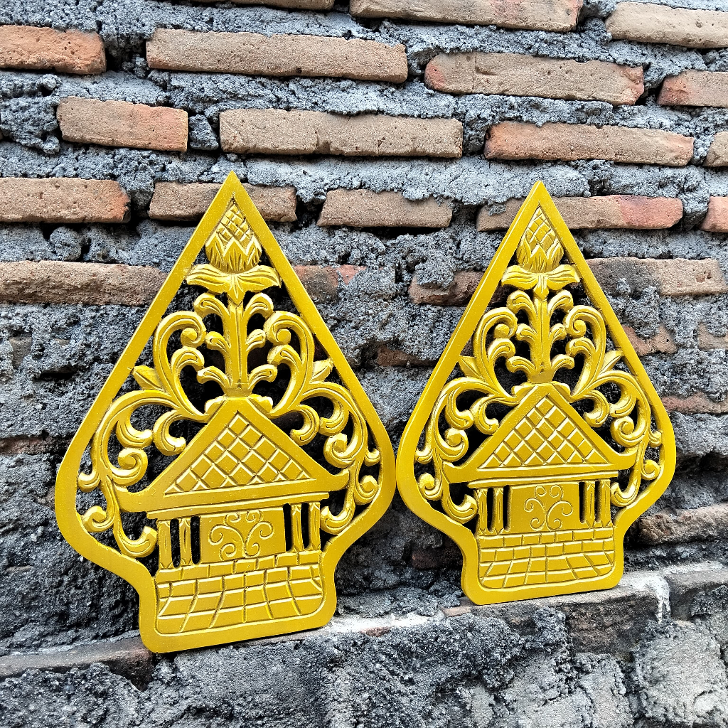 gunungan wayang ukir kayu jati kelir ukiran mini