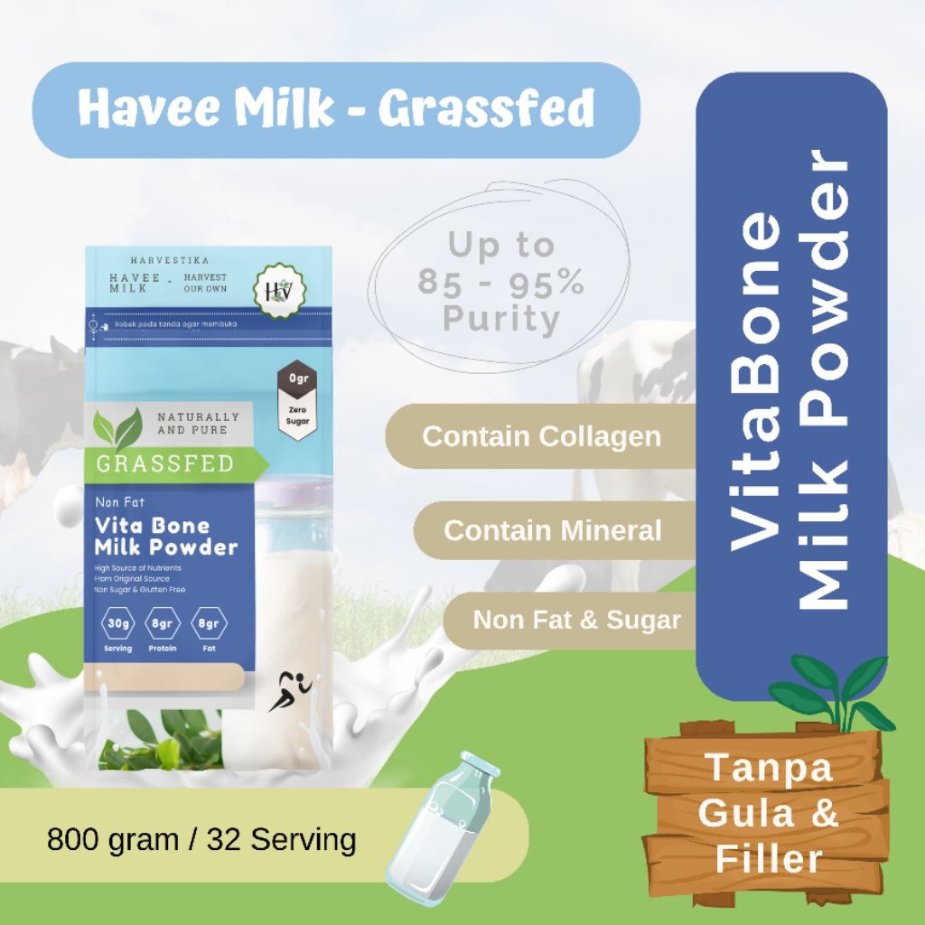 

Havee Milk Grassfed Bone Milk Non Fat Powder - Susu Tulang Murni