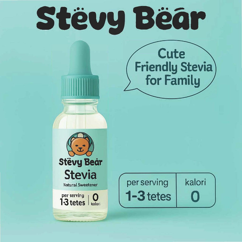 

Stevy Bear Stevia Natural Sweetener - 15mL - Pemanis Alami Stevia 0 Kalori - Pengganti Gula Nol Kalori