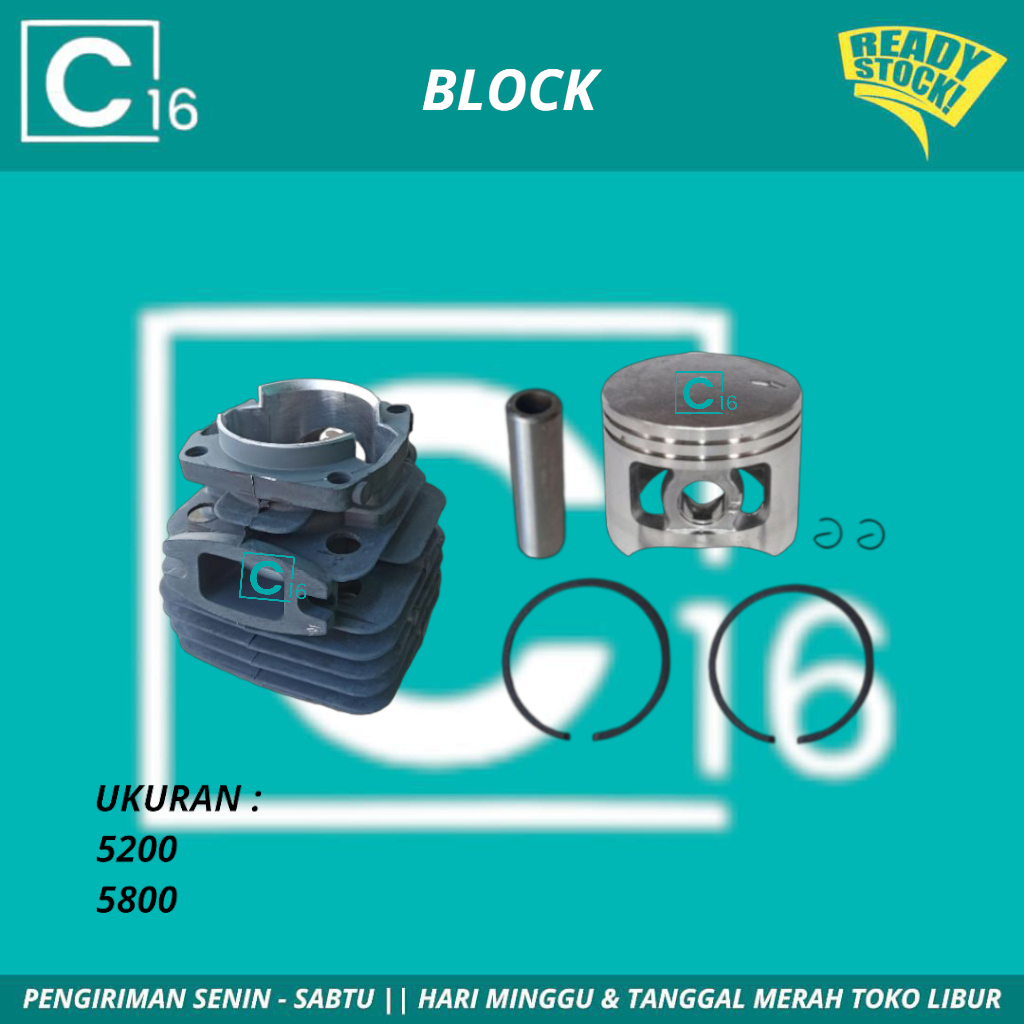 Block Blok Cylinder Mesin Chainsaw Gergaji Potong Kayu Senso Kecil 5200 5800