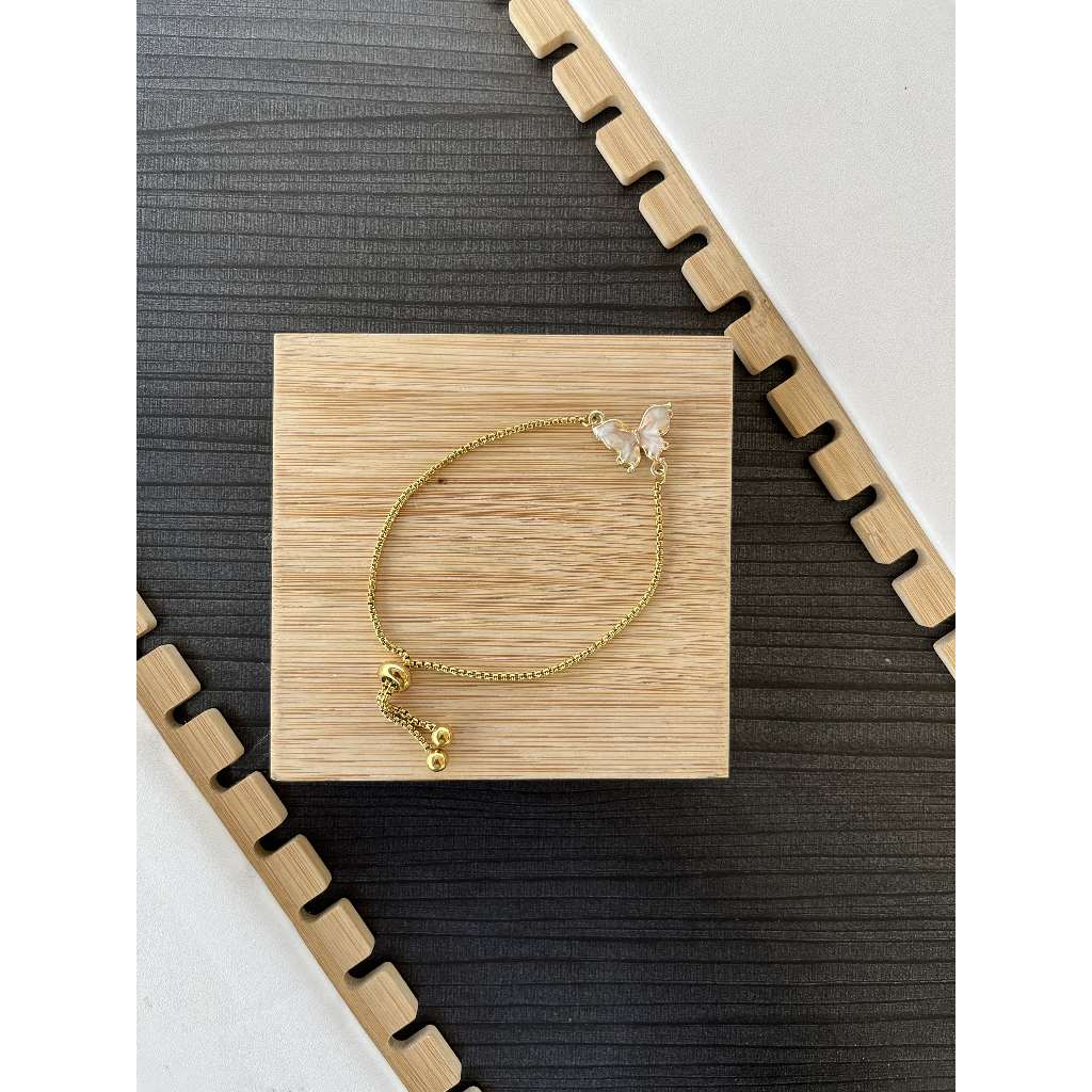 Gelang Serut Butterfly Glint White - Gold