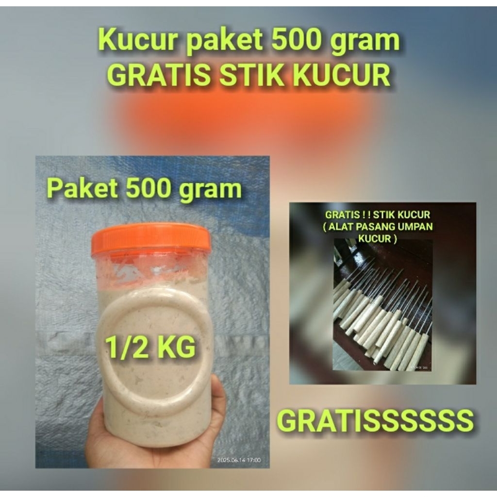 Umpan kucur paket 500 gram + free STIK kucur ( alat pasang umpan ) umpan mancing / umpan pancing